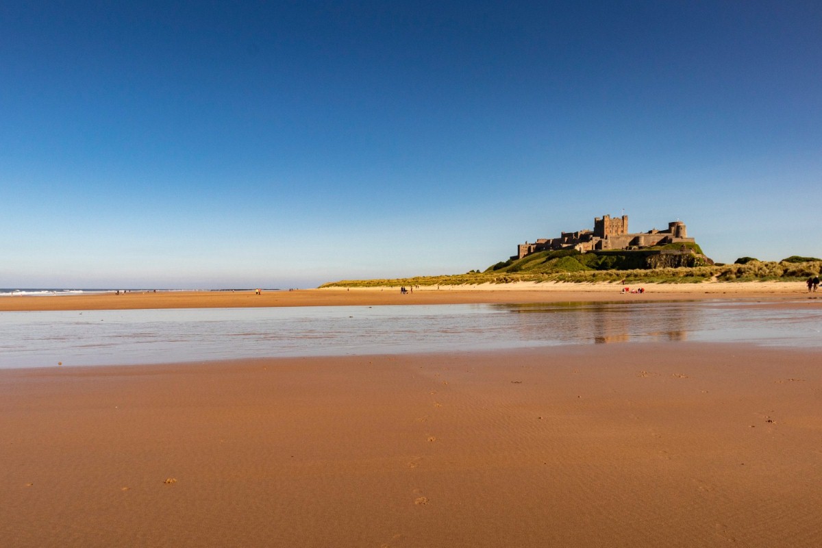 Bamburgh Beach and castle