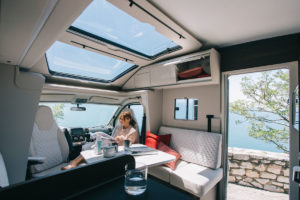 Interior of the Adria Coral with its panoramic roof window