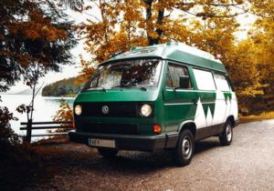 Campervan in autumn