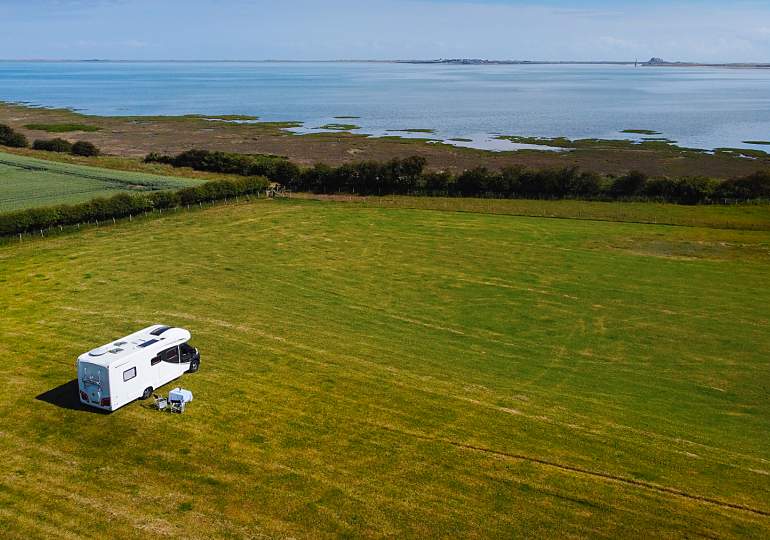 Campervan at Elwick overlooking Holy Island