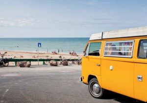 A campervan by the sea