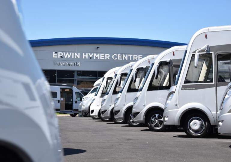 Motorhomes parked up at the Erwin Hymer Centre