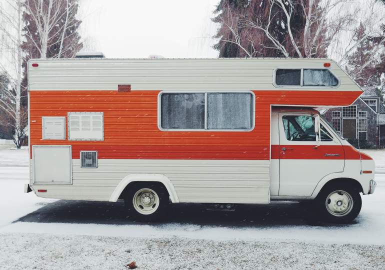 A motorhome in the snow