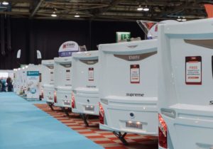 Leisure vehicles lined up at a previous show