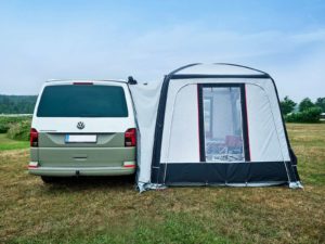 Awning attached to campervan