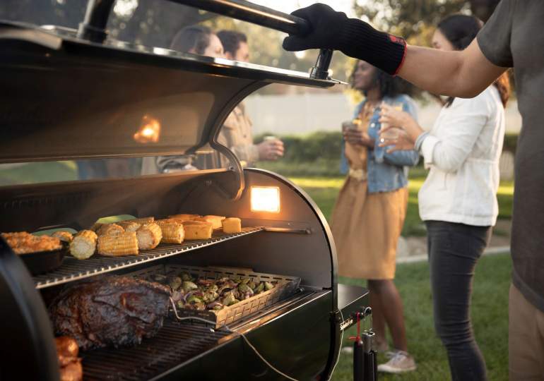 A Weber barbecue in action