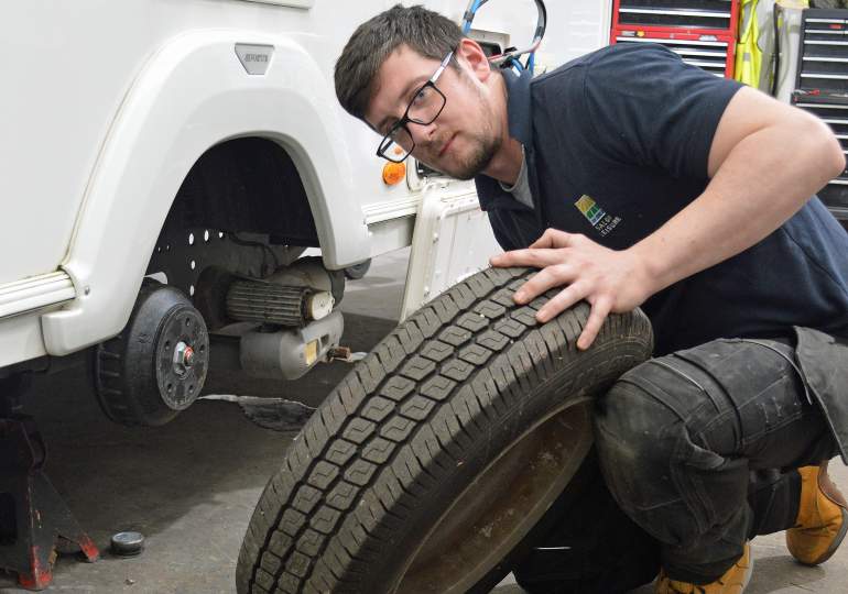 Checking a caravan tyre