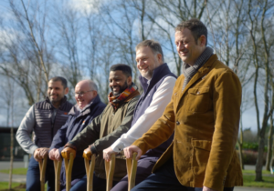 Lining up ready to plant trees