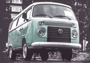 A vintage VW campervan