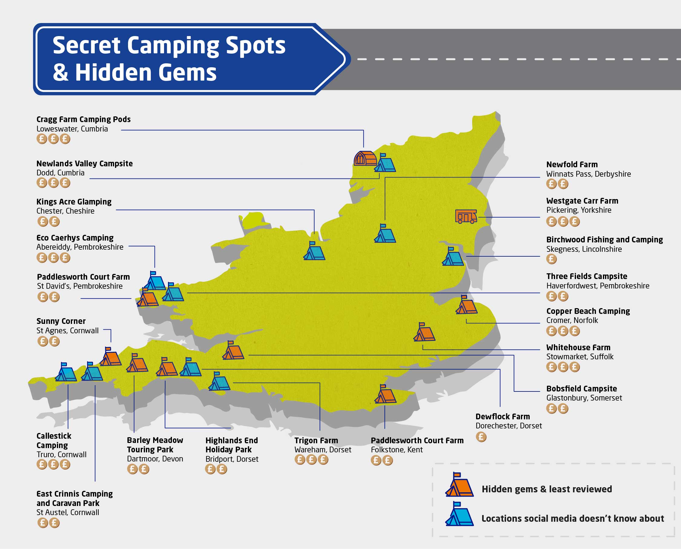Map of camping sites