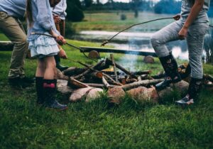 Family around a campfire