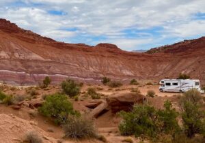 RV parked up in Utah