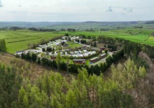 An aerial view of Longnor Wood Holiday Park