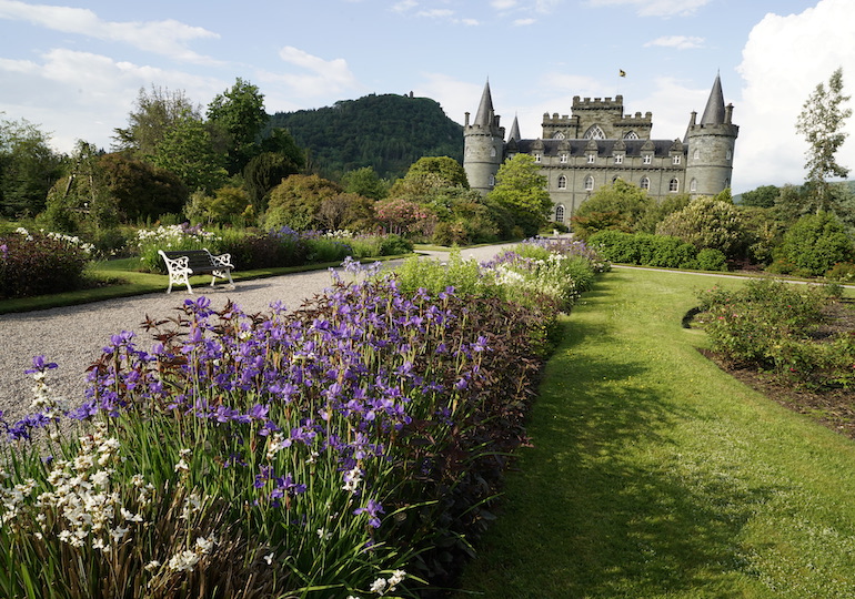Inverary Castle with gardens in the foreground