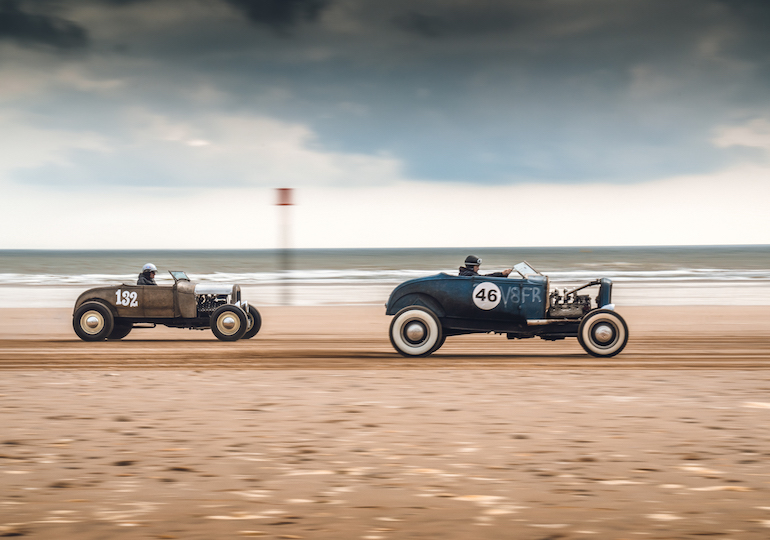 Vintage cars on the sand