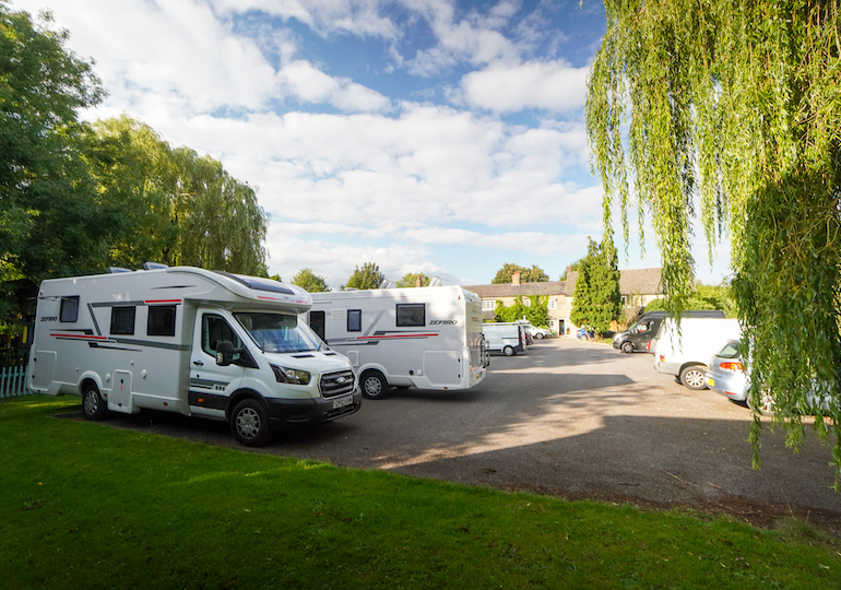 Motorhomes parked up in a car park