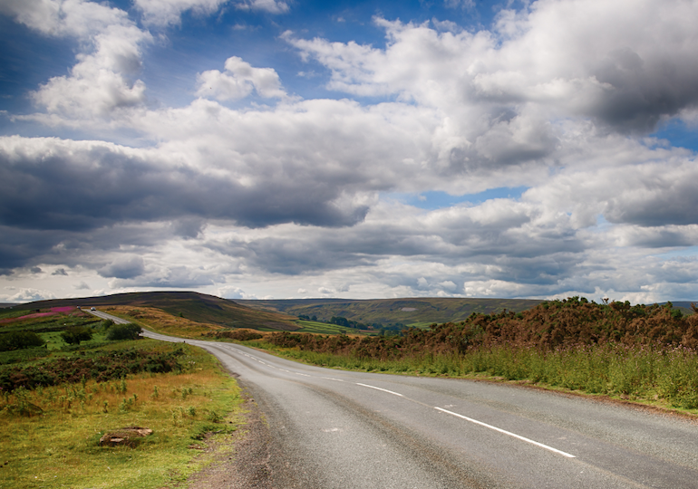 A road winding through the countryside